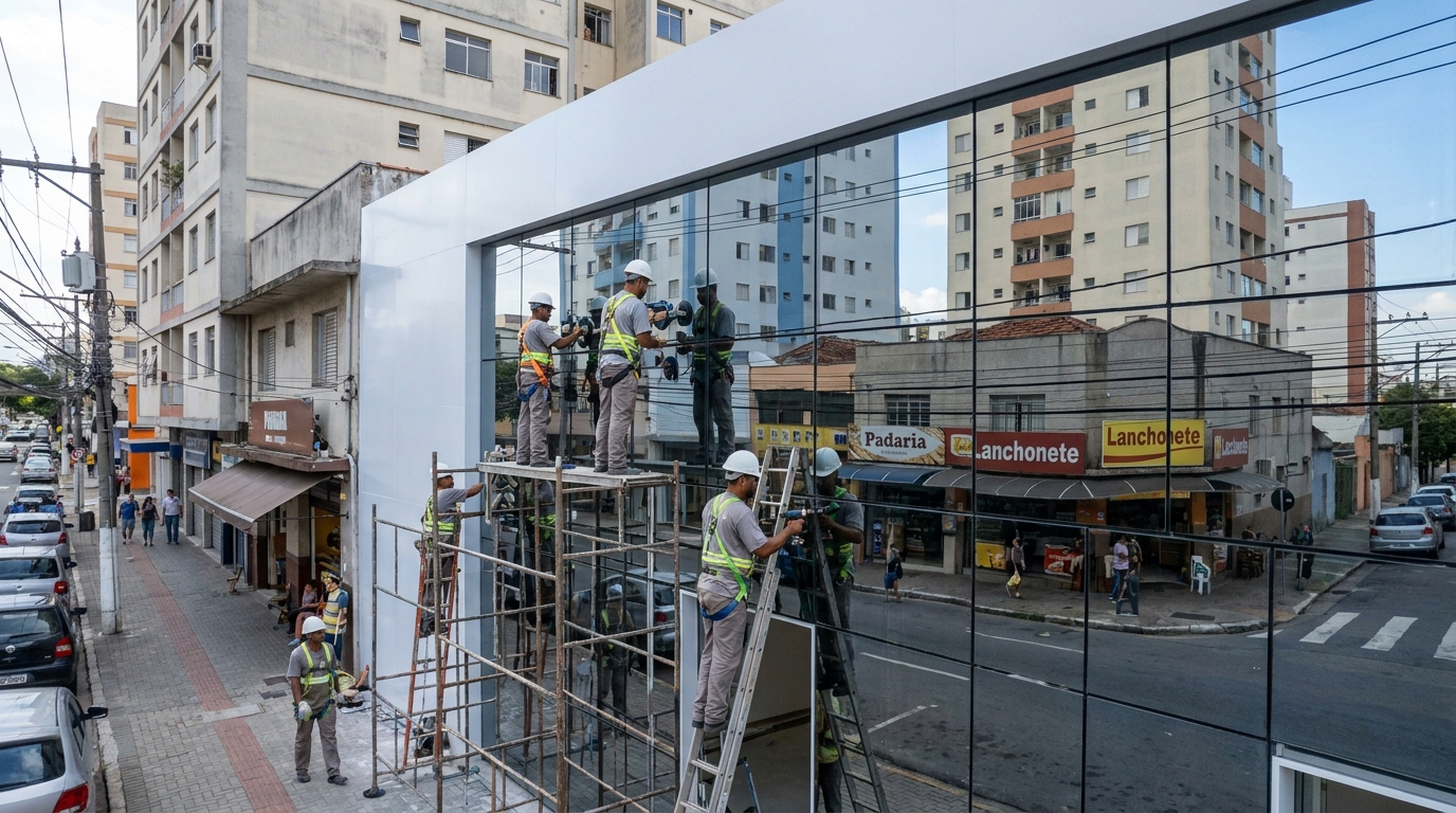Fachada espelhada em esquina em Carapicuíba-SP